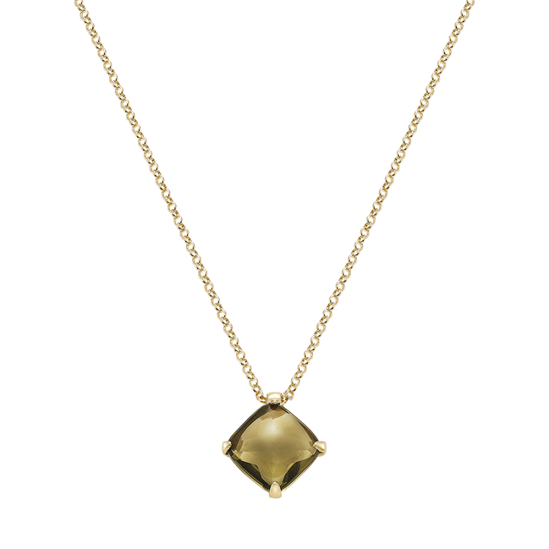 Petra olive green quartz necklace, golden silver