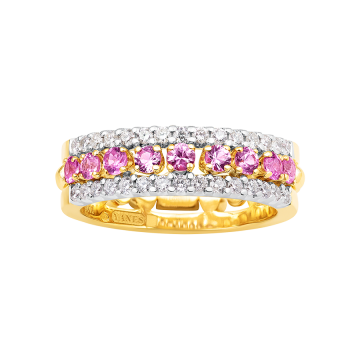 Aimi Ring, Diamonds and Pink Sapphires