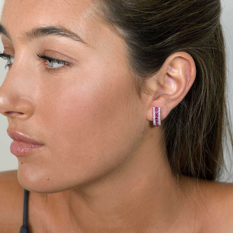 Aimi Earrings, Diamonds and Rubys