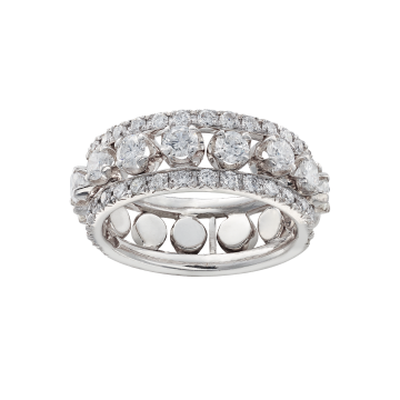 Double white gold and diamond ring