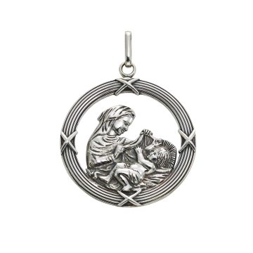 Medalla cuna Virgen con Ni¤o plata