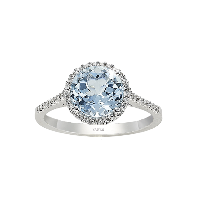 Anillo Victoria Round, topacio azul y diamantes