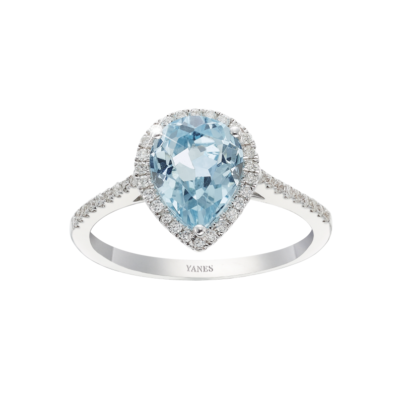 Anillo Victoria Drop, topacio azul y diamantes