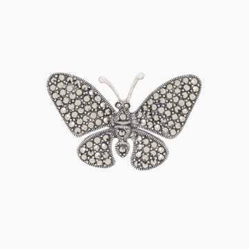 Broche Butterfly marcasitas, plata