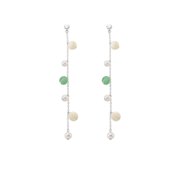 Selene Maxi quartz and pearl earrings, silver